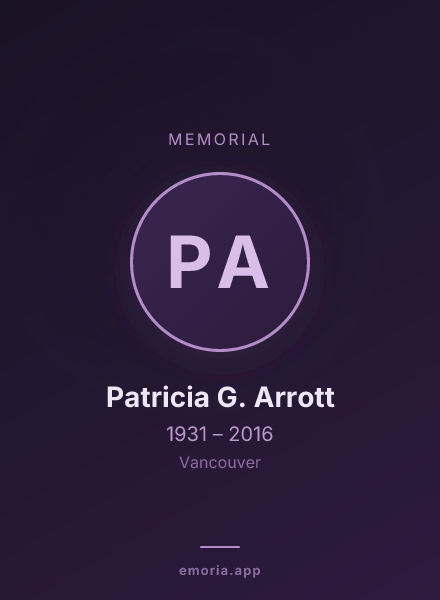 Memorial portrait of Patricia G. Arrott