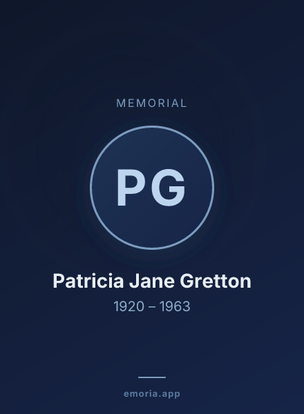 Memorial portrait of Patricia Jane Gretton
