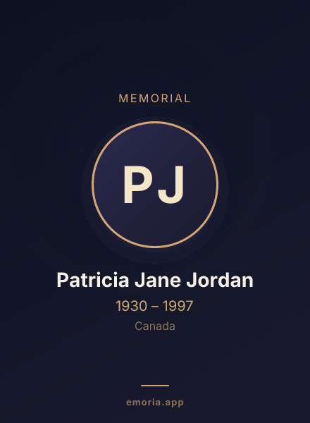 Memorial portrait of Patricia Jane Jordan