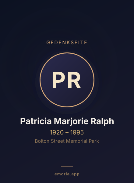 Gedenkportrait von Patricia Marjorie Ralph