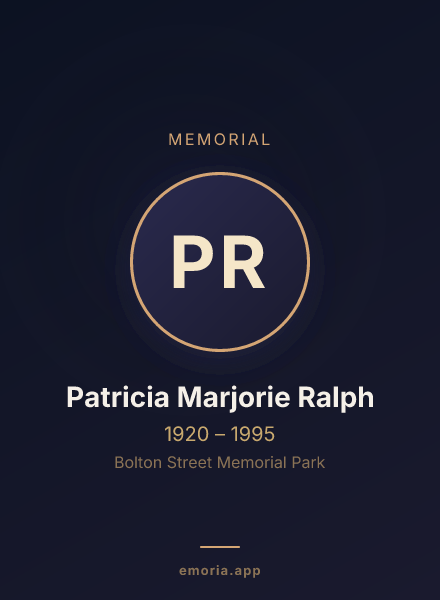 Memorial portrait of Patricia Marjorie Ralph