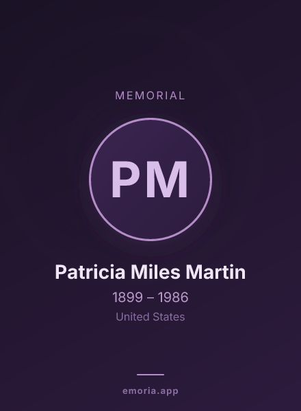 Memorial portrait of Patricia Miles Martin