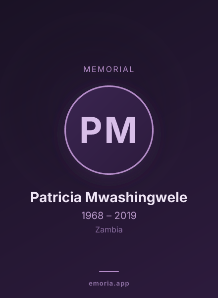 Memorial portrait of Patricia Mwashingwele
