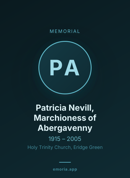 Memorial portrait of Patricia Nevill, Marchioness of Abergavenny