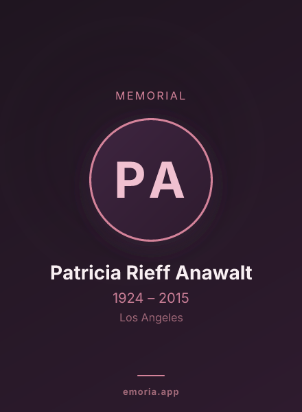 Memorial portrait of Patricia Rieff Anawalt
