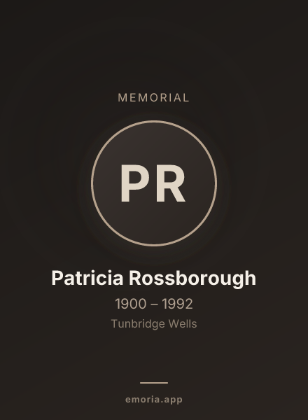 Memorial portrait of Patricia Rossborough