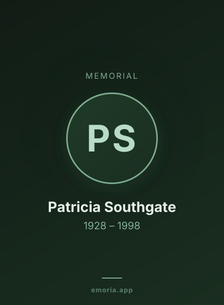 Memorial portrait of Patricia Southgate