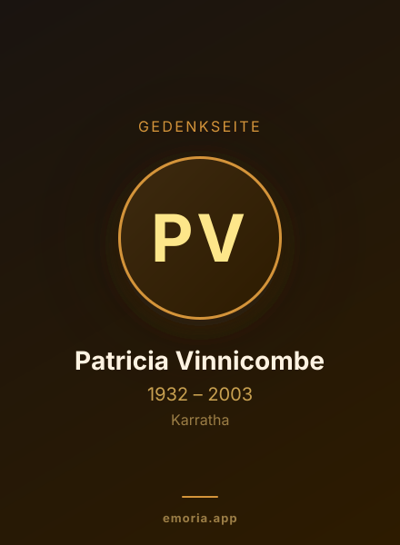 Gedenkportrait von Patricia Vinnicombe