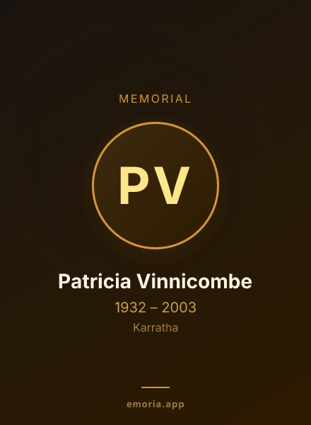 Memorial portrait of Patricia Vinnicombe