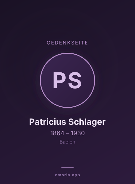 Gedenkportrait von Patricius Schlager