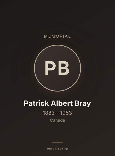 Memorial portrait of Patrick Albert Bray