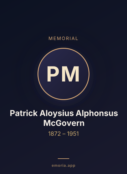 Memorial portrait of Patrick Aloysius Alphonsus McGovern