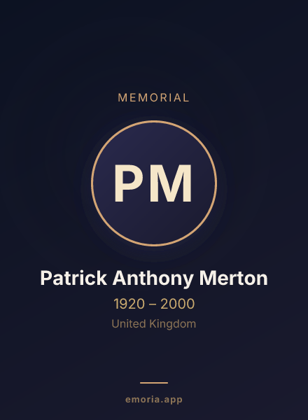Memorial portrait of Patrick Anthony Merton