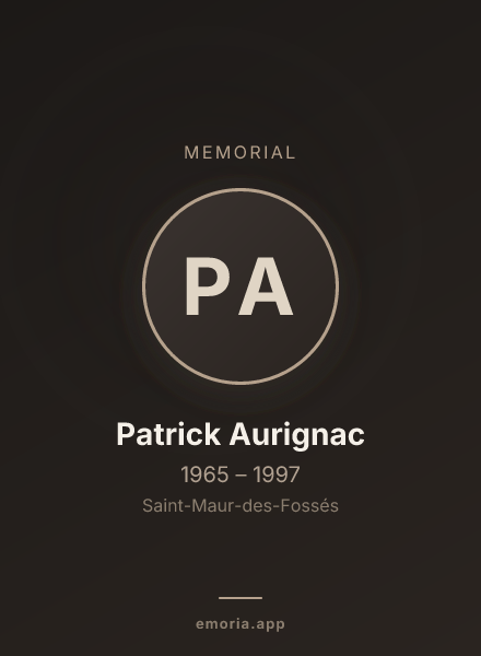 Memorial portrait of Patrick Aurignac