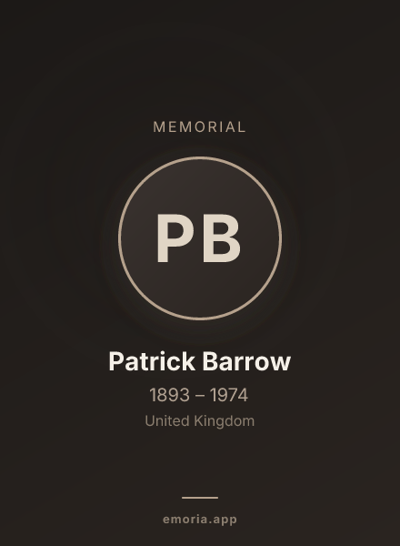 Memorial portrait of Patrick Barrow