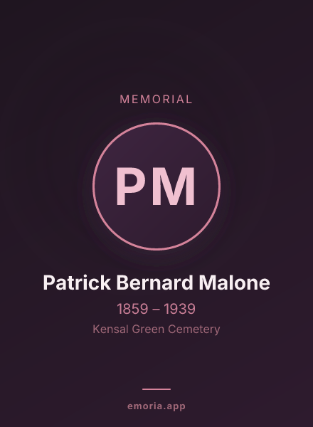 Memorial portrait of Patrick Bernard Malone