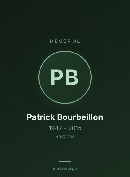 Memorial portrait of Patrick Bourbeillon