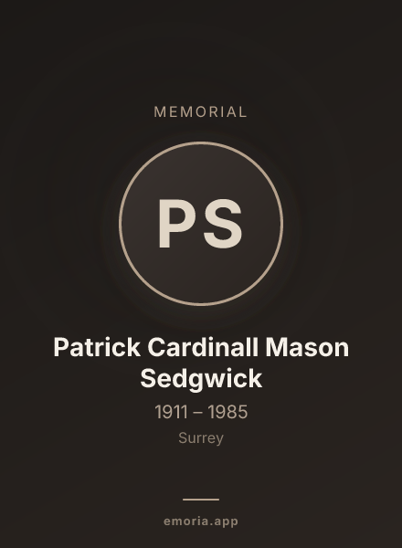 Memorial portrait of Patrick Cardinall Mason Sedgwick
