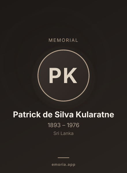 Memorial portrait of Patrick de Silva Kularatne