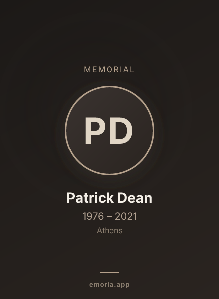 Memorial portrait of Patrick Dean