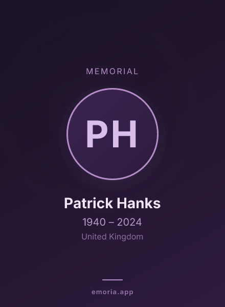 Memorial portrait of Patrick Hanks