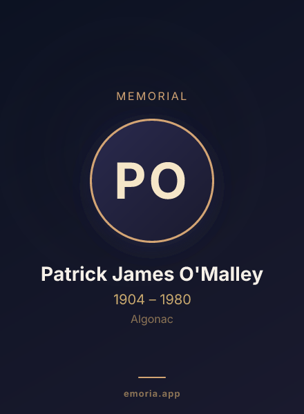 Memorial portrait of Patrick James O'Malley