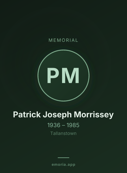 Memorial portrait of Patrick Joseph Morrissey