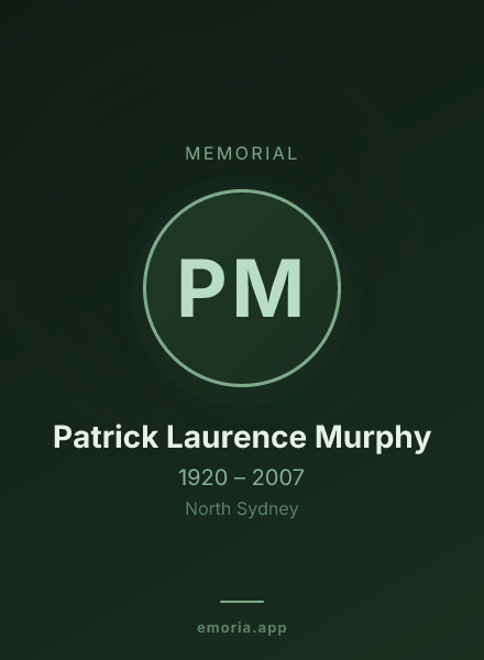Memorial portrait of Patrick Laurence Murphy