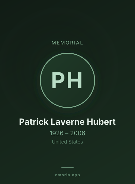 Memorial portrait of Patrick Laverne Hubert