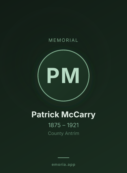 Memorial portrait of Patrick McCarry