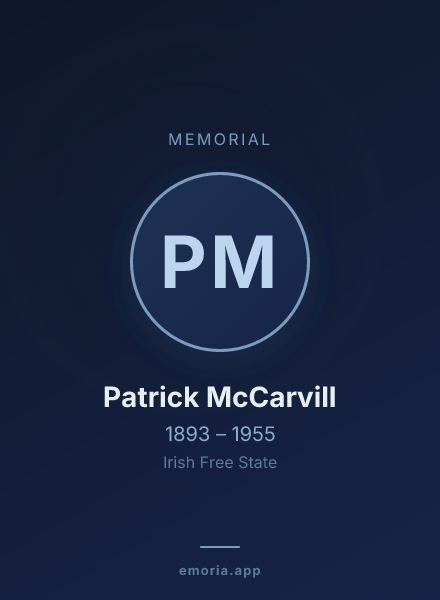 Memorial portrait of Patrick McCarvill