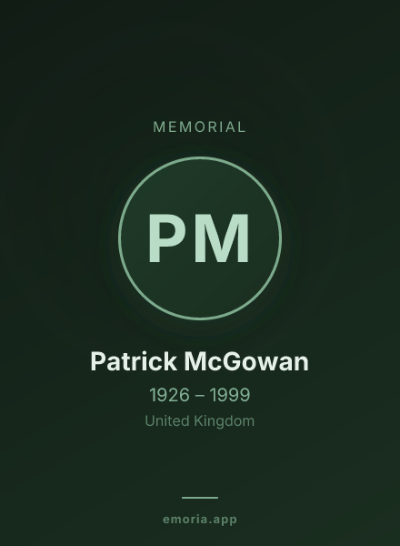 Memorial portrait of Patrick McGowan