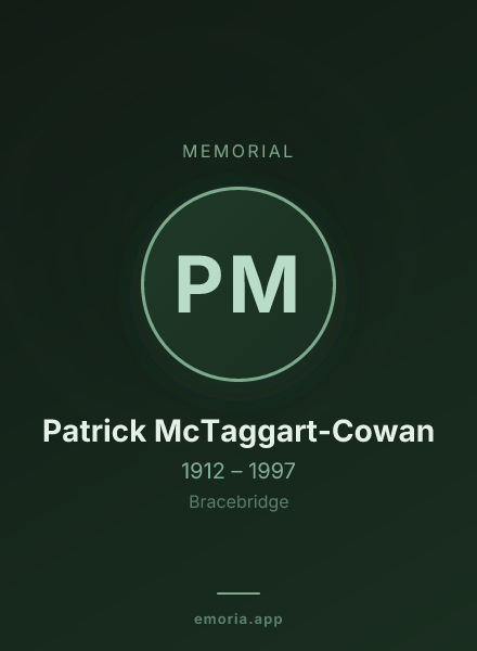 Memorial portrait of Patrick McTaggart-Cowan