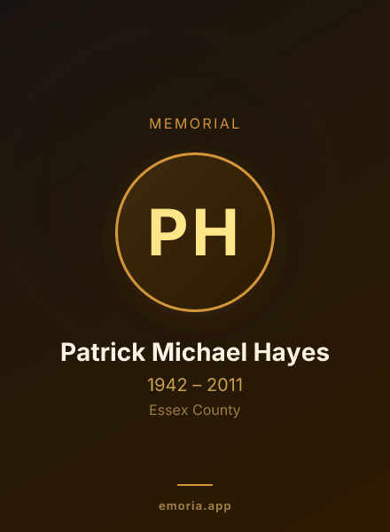 Memorial portrait of Patrick Michael Hayes