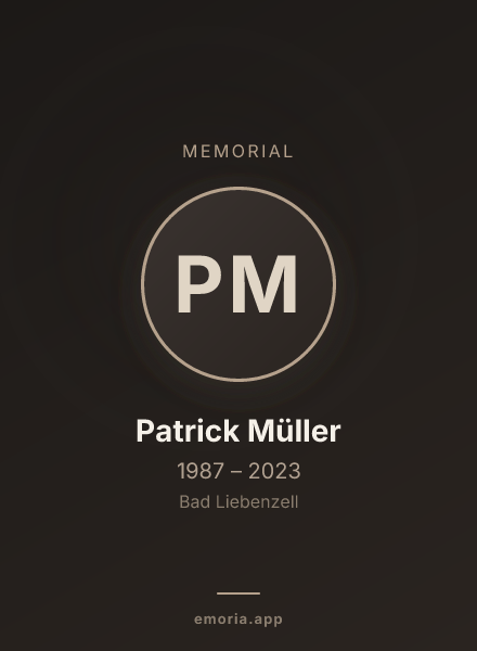 Memorial portrait of Patrick Müller