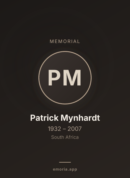 Memorial portrait of Patrick Mynhardt