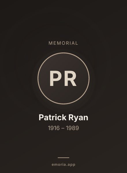 Memorial portrait of Patrick Ryan