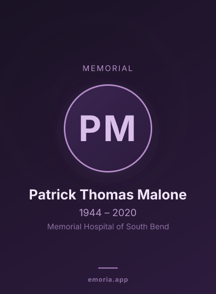 Memorial portrait of Patrick Thomas Malone