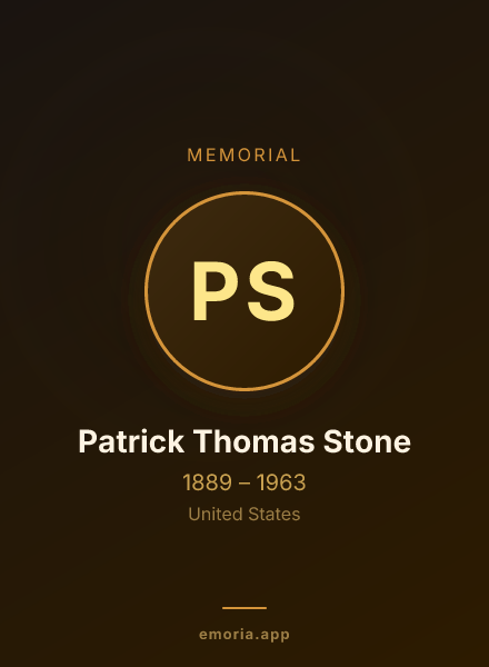 Memorial portrait of Patrick Thomas Stone