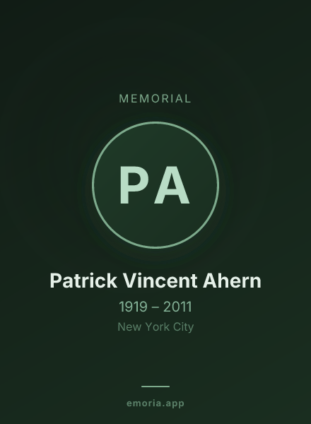 Memorial portrait of Patrick Vincent Ahern