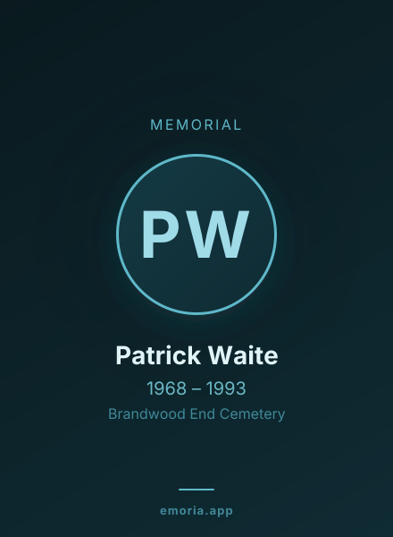 Memorial portrait of Patrick Waite