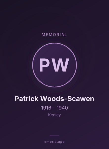 Memorial portrait of Patrick Woods-Scawen