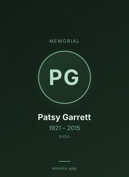 Memorial portrait of Patsy Garrett