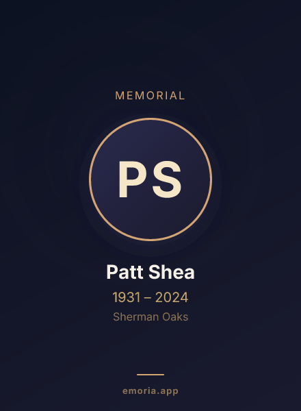 Memorial portrait of Patt Shea