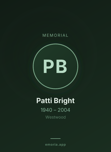 Memorial portrait of Patti Bright