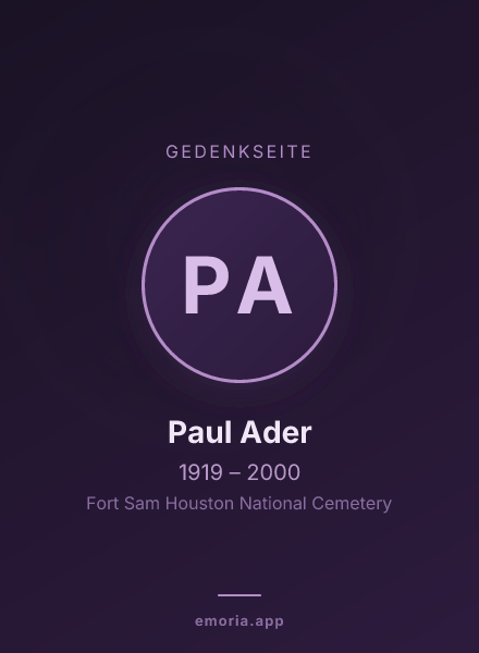 Gedenkportrait von Paul Ader
