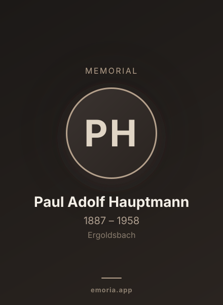 Memorial portrait of Paul Adolf Hauptmann