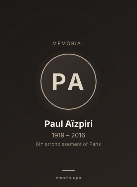 Memorial portrait of Paul Aïzpiri