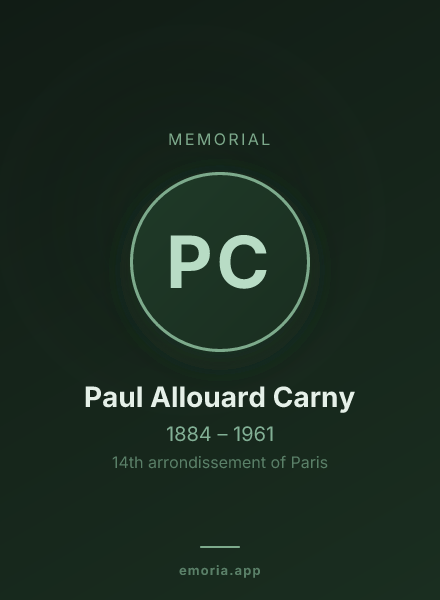 Memorial portrait of Paul Allouard Carny