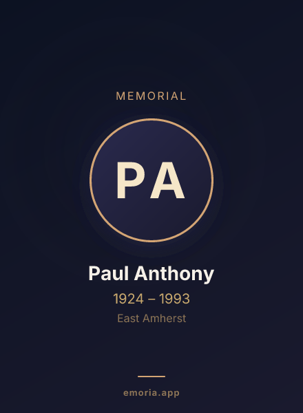 Memorial portrait of Paul Anthony